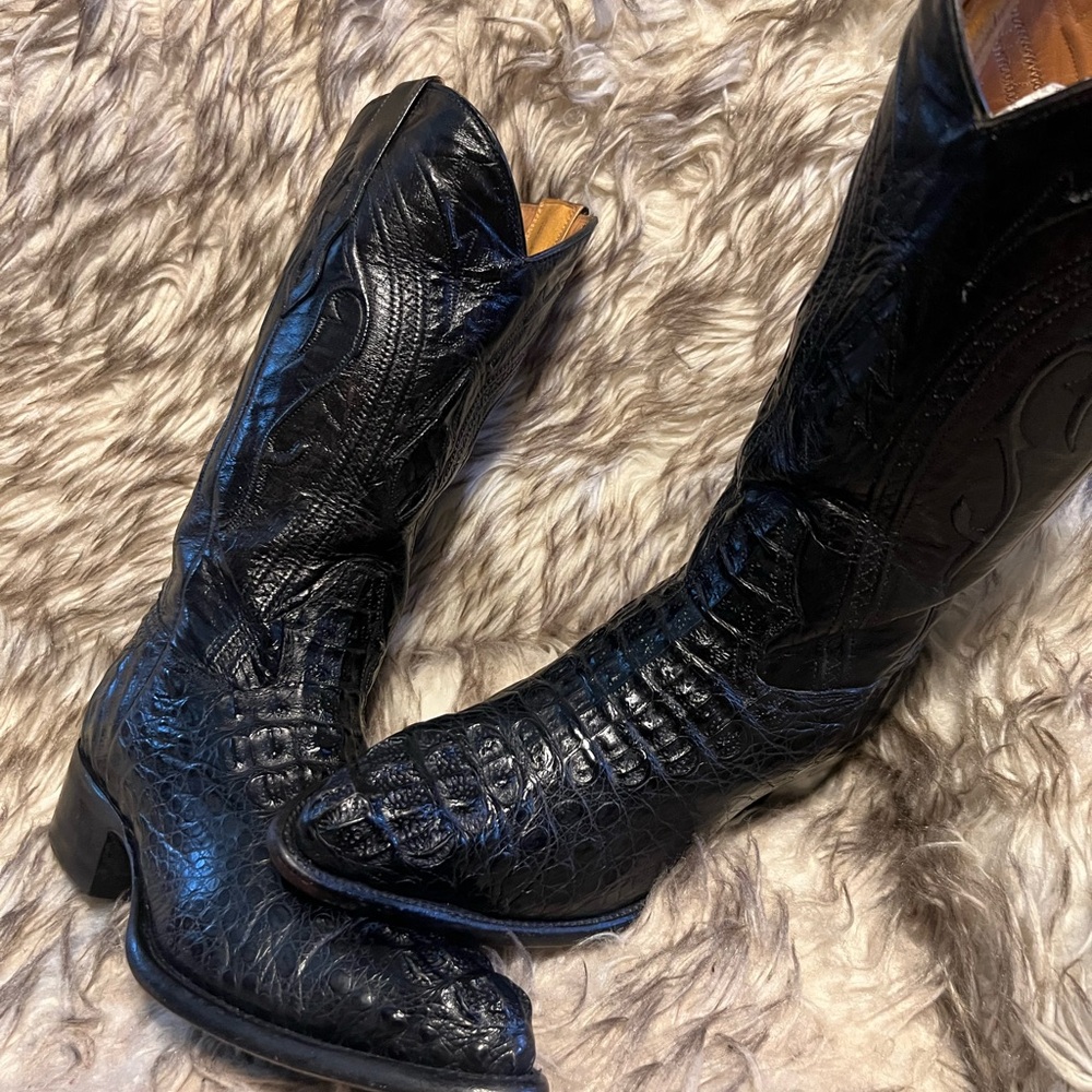 MONTANA MEN CAIMAN & Leather Western Boots-black-Sz 6 E